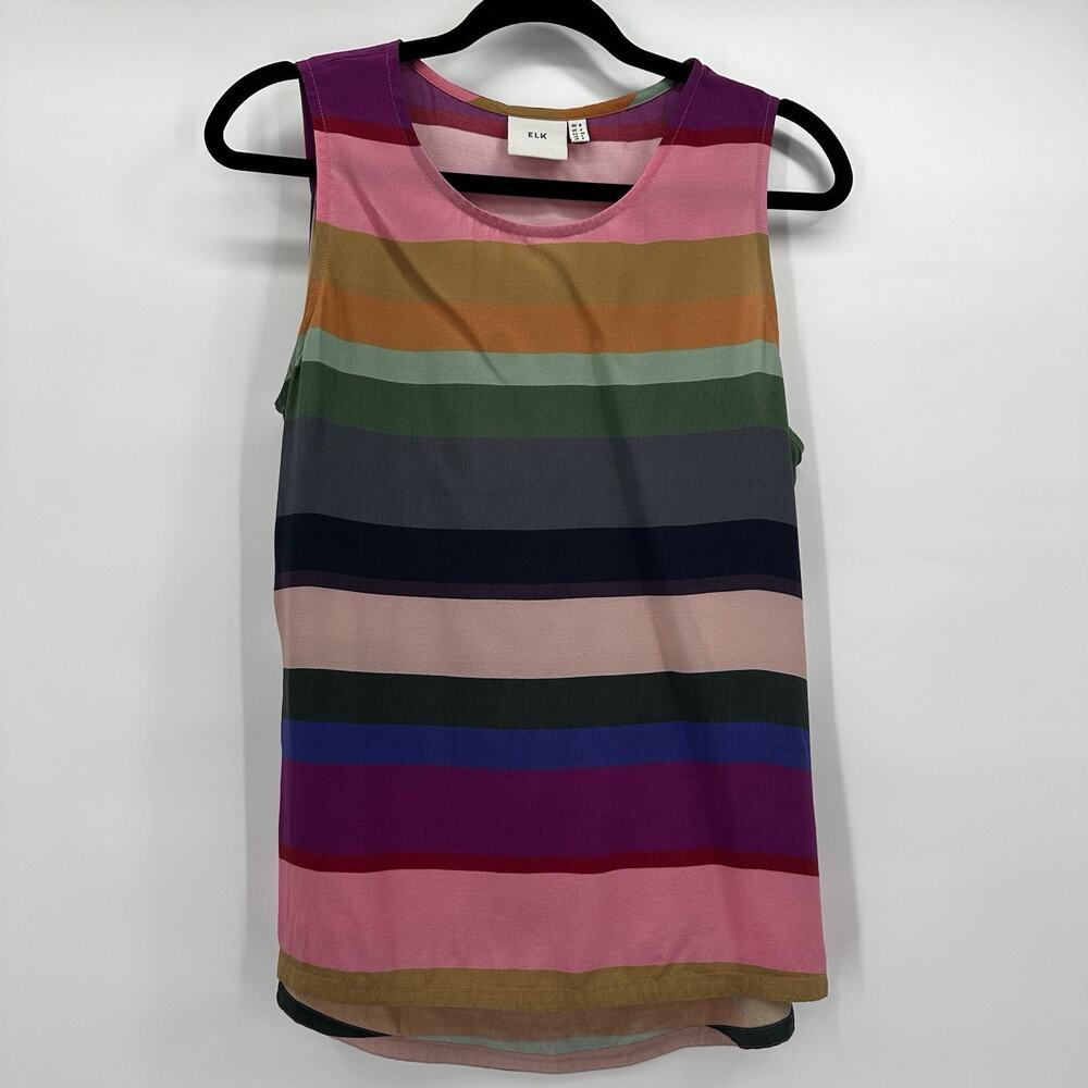 Elk The Label Tank Womens 4 Striped Shell Career Office‎ Woven